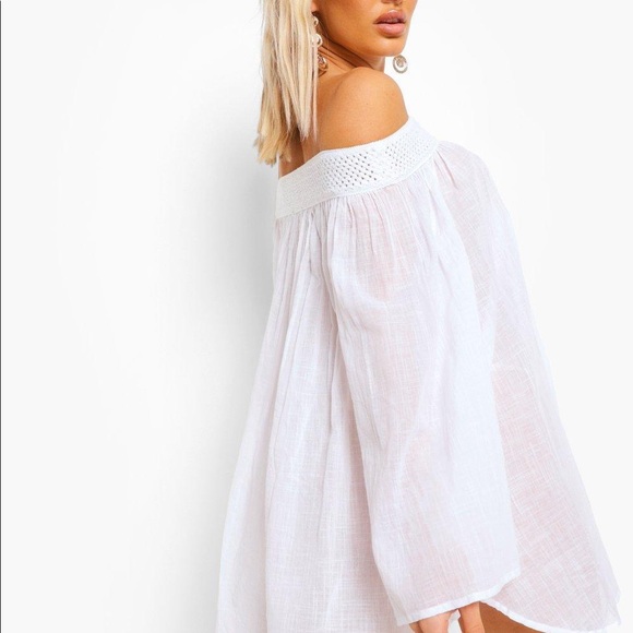 White Off Shoulder Cover Up - Picture 2 of 2